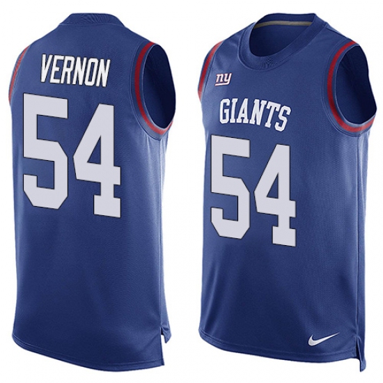 Men's Nike New York Giants 54 Olivier Vernon Limited Royal Blue Player Name & Number Tank Top NFL Jersey