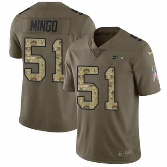 Men's Nike Seattle Seahawks 51 Barkevious Mingo Limited Olive/Camo 2017 Salute to Service NFL Jersey