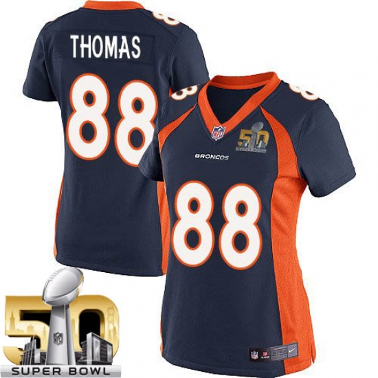 Women's Nike Denver Broncos 88 Demaryius Thomas Elite Navy Blue Alternate Super Bowl 50 Bound NFL Jersey