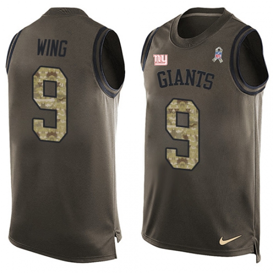 Men's Nike New York Giants 9 Brad Wing Limited Green Salute to Service Tank Top NFL Jersey