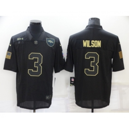 Men's Denver Broncos 3 Russell Wilson Black 2020 Salute To Service Stitched NFL Nike Limited Jersey