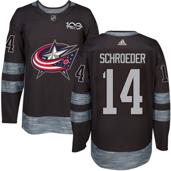 Men's Adidas Columbus Blue Jackets 14 Jordan Schroeder Premier Black 1917-2017 100th Anniversary NHL Jersey