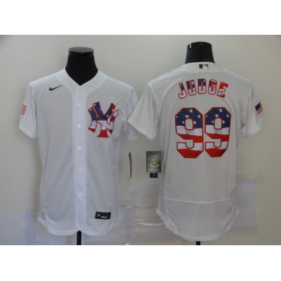 Men's Nike New York Yankees 99 Aaron Judge White 2020 Stars & Stripes 4th of July Jersey