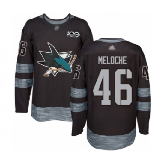 Men's San Jose Sharks 46 Nicolas Meloche Authentic Black 1917-2017 100th Anniversary Hockey Jersey