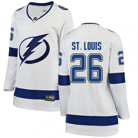 Women's Tampa Bay Lightning 26 Martin St. Louis Fanatics Branded White Away Breakaway NHL Jersey