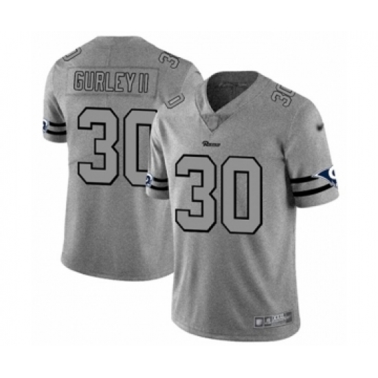 Men's Los Angeles Rams 30 Todd Gurley Limited Gray Team Logo Gridiron Football Jersey