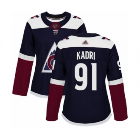 Women's Colorado Avalanche 91 Nazem Kadri Authentic Navy Blue Alternate Hockey Jersey