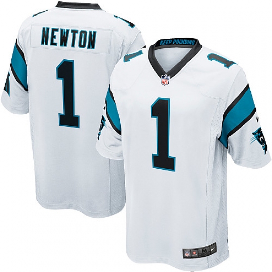 Men's Nike Carolina Panthers 1 Cam Newton Game White NFL Jersey