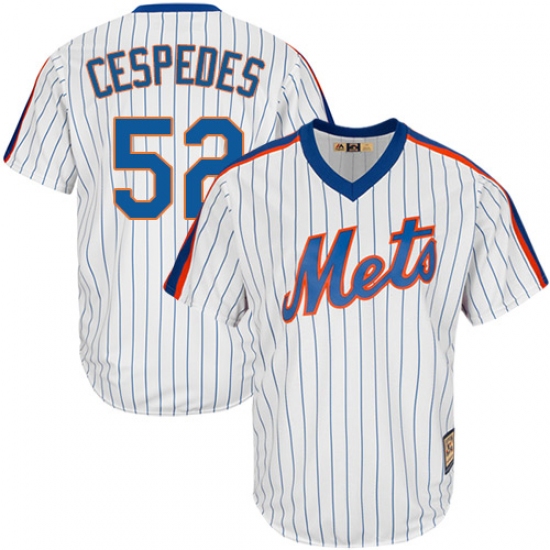 Men's Majestic New York Mets 52 Yoenis Cespedes Replica White Cooperstown MLB Jersey