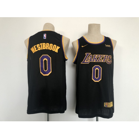 Men's Los Angeles Lakers 0 Russell Westbrook Fanatics Branded Black 2020-21 Fast Break Player Jersey