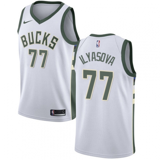 Women's Nike Milwaukee Bucks 77 Ersan Ilyasova Swingman White NBA Jersey - Association Edition