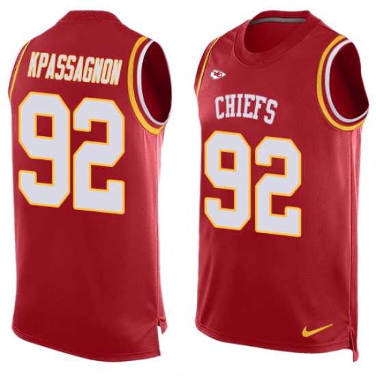 Men's Nike Kansas City Chiefs 92 Tanoh Kpassagnon Limited Red Player Name & Number Tank Top NFL Jersey