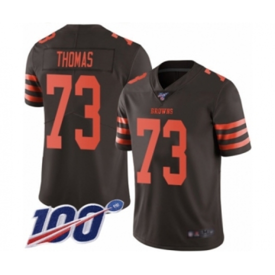 Men's Cleveland Browns 73 Joe Thomas Limited Brown Rush Vapor Untouchable 100th Season Football Jersey