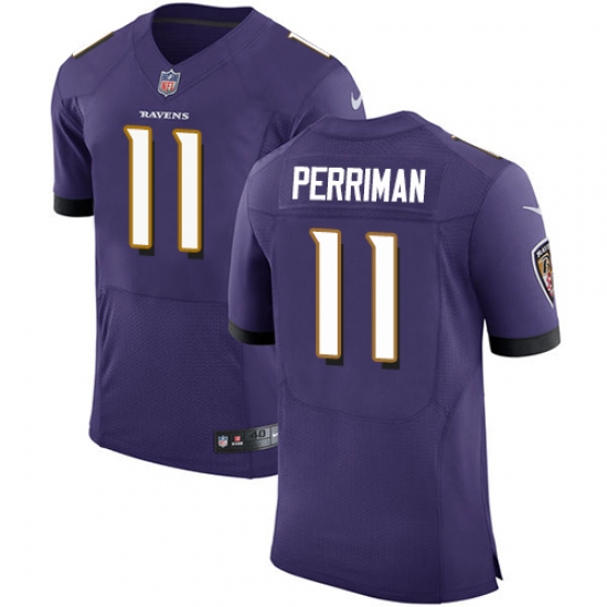 Men's Nike Baltimore Ravens 11 Breshad Perriman Elite Purple Team Color NFL Jersey