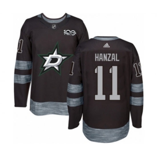 Men's Adidas Dallas Stars 11 Martin Hanzal Authentic Black 1917-2017 100th Anniversary NHL Jersey