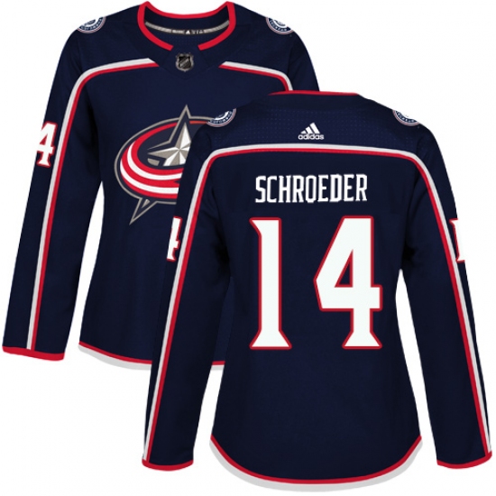 Women's Adidas Columbus Blue Jackets 14 Jordan Schroeder Premier Navy Blue Home NHL Jersey