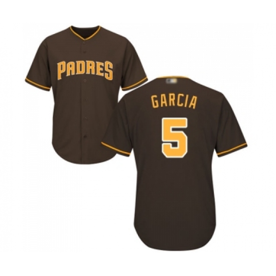 Men's San Diego Padres 5 Greg Garcia Replica Brown Alternate Cool Base Baseball Jersey