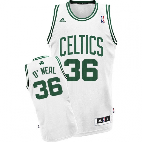 Men's Adidas Boston Celtics 36 Shaquille O'Neal Swingman White Home NBA Jersey