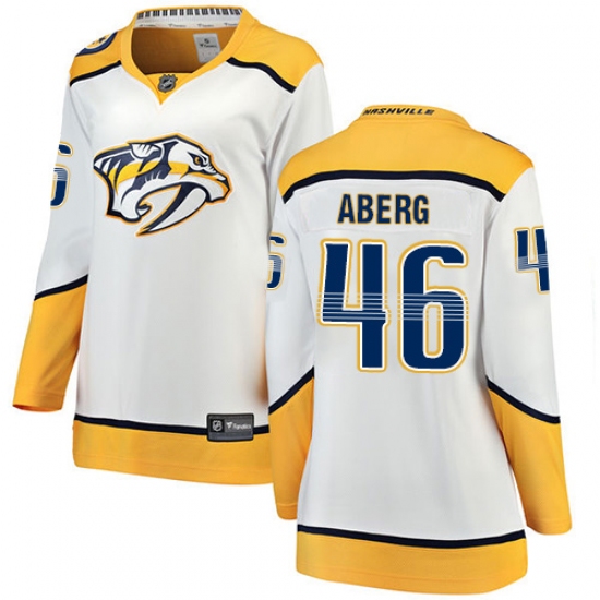 Women's Nashville Predators 46 Pontus Aberg Fanatics Branded White Away Breakaway NHL Jersey