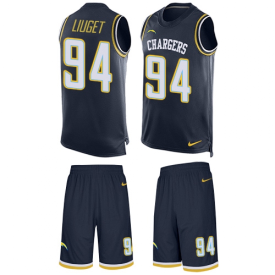 Men's Nike Los Angeles Chargers 94 Corey Liuget Limited Navy Blue Tank Top Suit NFL Jersey
