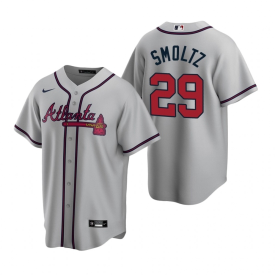 Men's Nike Atlanta Braves 29 John Smoltz Gray Road Stitched Baseball Jersey