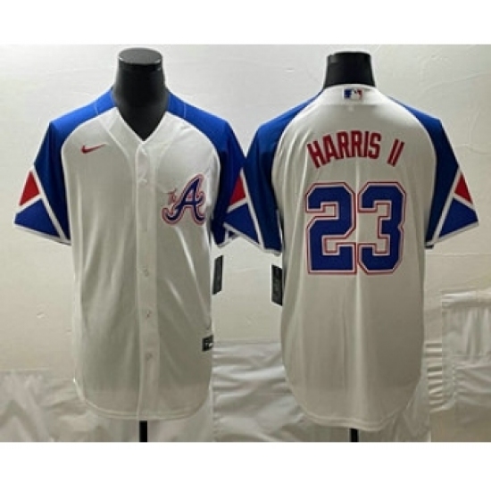 Men's Atlanta Braves 23 Michael Harris II White 2023 City Connect Cool Base Stitched Jersey