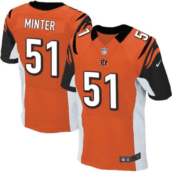 Men's Nike Cincinnati Bengals 51 Kevin Minter Elite Orange Alternate NFL Jersey