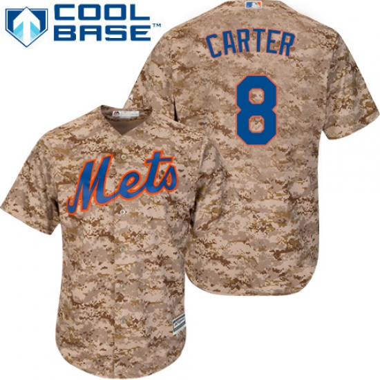 Men's Majestic New York Mets 8 Gary Carter Authentic Camo Alternate Cool Base MLB Jersey