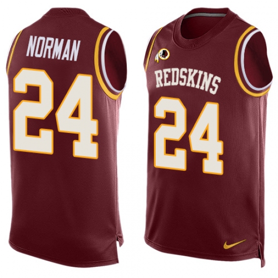 Men's Nike Washington Redskins 24 Josh Norman Limited Red Player Name & Number Tank Top NFL Jersey