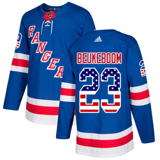 Men's Adidas New York Rangers 23 Jeff Beukeboom Authentic Royal Blue USA Flag Fashion NHL Jersey