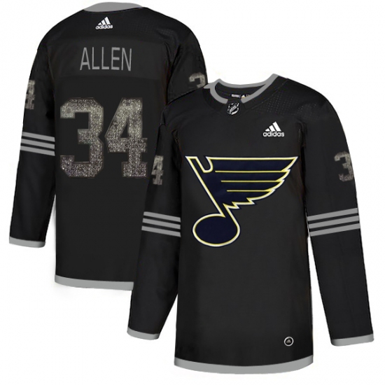 Men's Adidas St. Louis Blues 34 Jake Allen Black Authentic Classic Stitched NHL Jersey