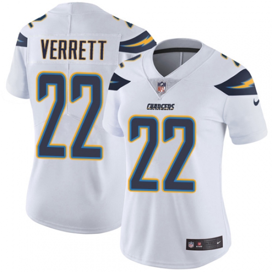 Women's Nike Los Angeles Chargers 22 Jason Verrett White Vapor Untouchable Limited Player NFL Jersey