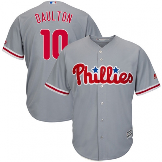 Men's Majestic Philadelphia Phillies 10 Darren Daulton Replica Grey Road Cool Base MLB Jersey