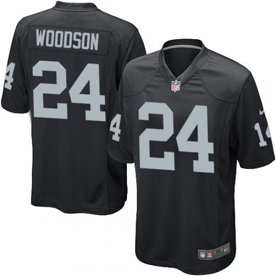 Men's Nike Oakland Raiders 24 Charles Woodson Game Black Team Color NFL Jersey