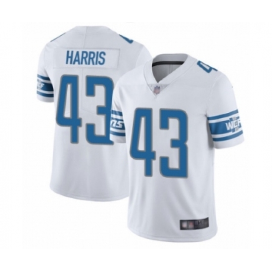 Men's Detroit Lions 43 Will Harris White Vapor Untouchable Limited Player Football Jersey