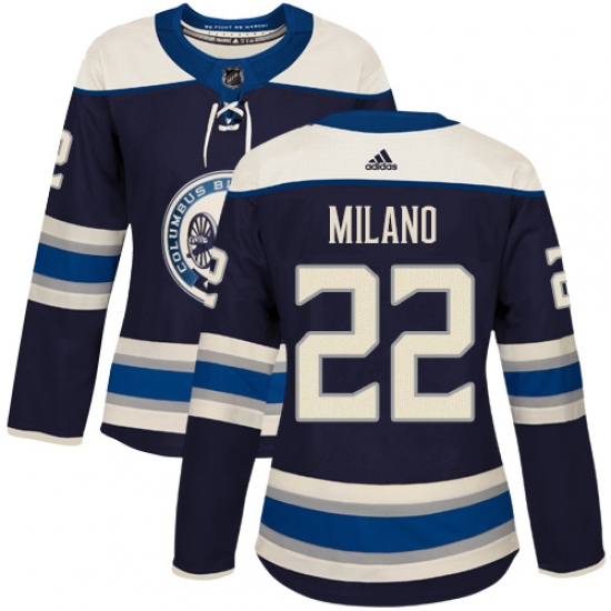 Women's Adidas Columbus Blue Jackets 22 Sonny Milano Authentic Navy Blue Alternate NHL Jersey