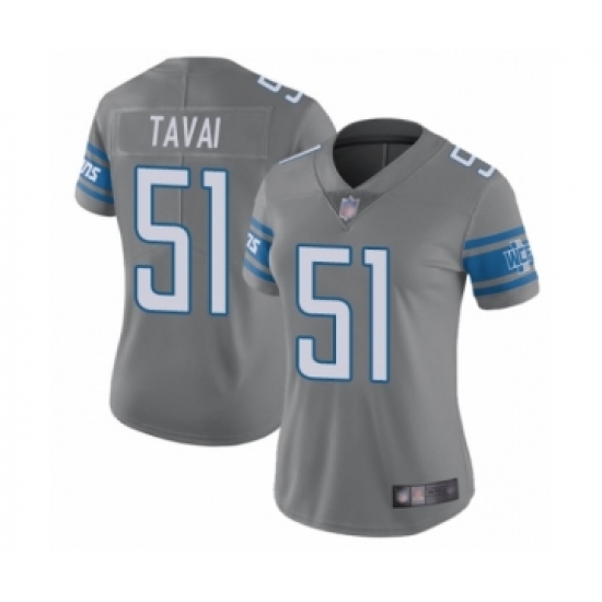 Women's Detroit Lions 51 Jahlani Tavai Limited Steel Rush Vapor Untouchable Football Jersey