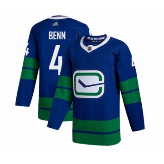 Men's Vancouver Canucks 4 Jordie Benn Authentic Royal Blue Alternate Hockey Jersey