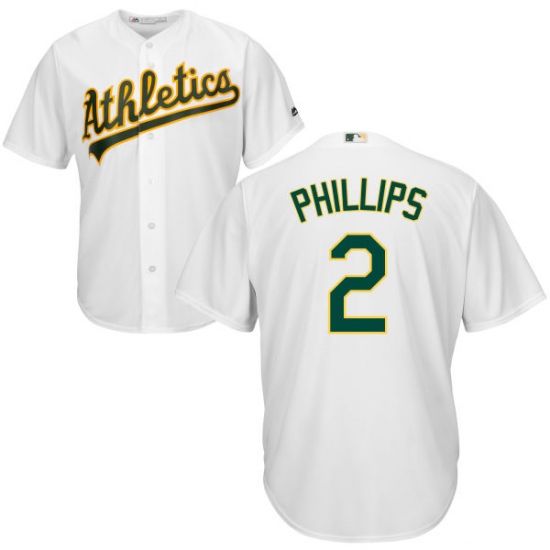 Men's Majestic Oakland Athletics 2 Tony Phillips Replica White Home Cool Base MLB Jersey