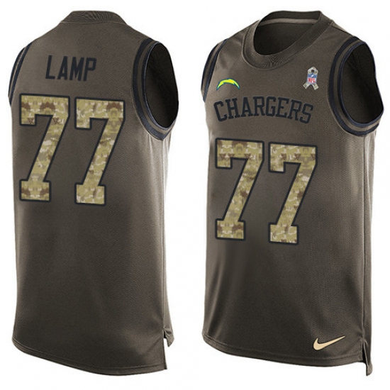 Men's Nike Los Angeles Chargers 77 Forrest Lamp Limited Green Salute to Service Tank Top NFL Jersey