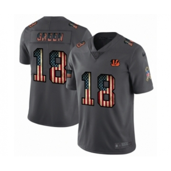 Men's Cincinnati Bengals 18 A.J. Green Limited Black USA Flag 2019 Salute To Service Football Jersey