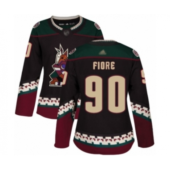 Women's Arizona Coyotes 90 Giovanni Fiore Authentic Black Alternate Hockey Jersey