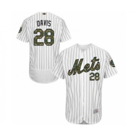 Men's New York Mets 28 J.D. Davis Authentic White 2016 Memorial Day Fashion Flex Base Baseball Player Jersey