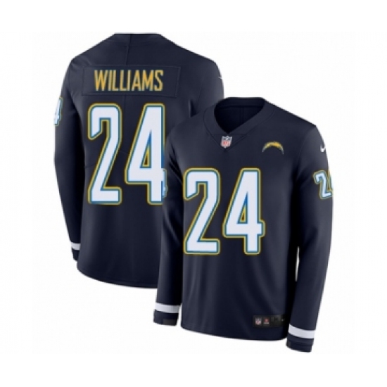 Youth Nike Los Angeles Chargers 24 Trevor Williams Limited Navy Blue Therma Long Sleeve NFL Jersey