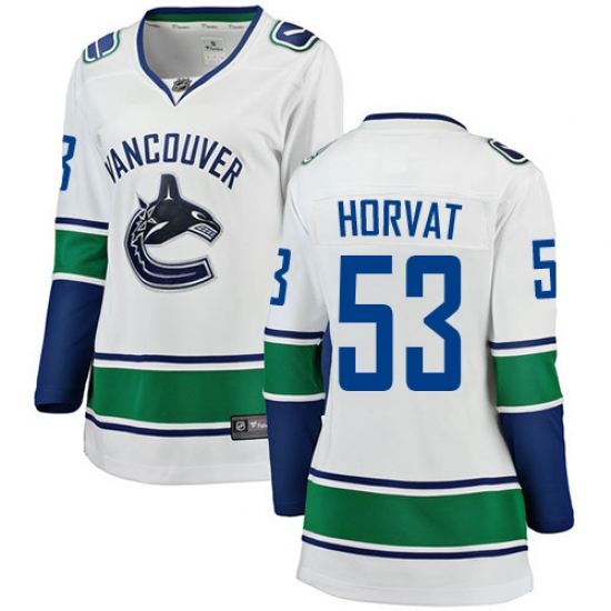 Women's Vancouver Canucks 53 Bo Horvat Fanatics Branded White Away Breakaway NHL Jersey