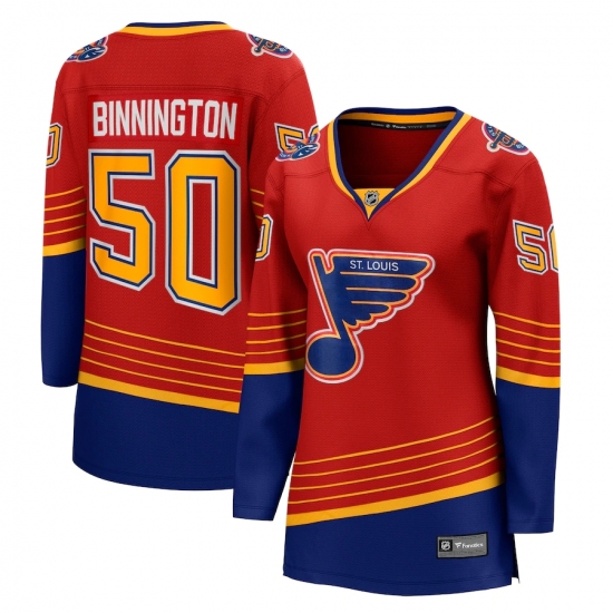 Women's St. Louis Blues 50 Jordan Binnington Fanatics Branded Red 2020-21 Special Edition Breakaway Player Jersey