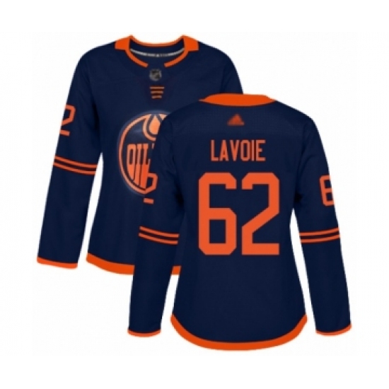 Women's Edmonton Oilers 62 Raphael Lavoie Authentic Navy Blue Alternate Hockey Jersey