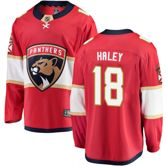 Youth Florida Panthers 18 Micheal Haley Fanatics Branded Red Home Breakaway NHL Jersey