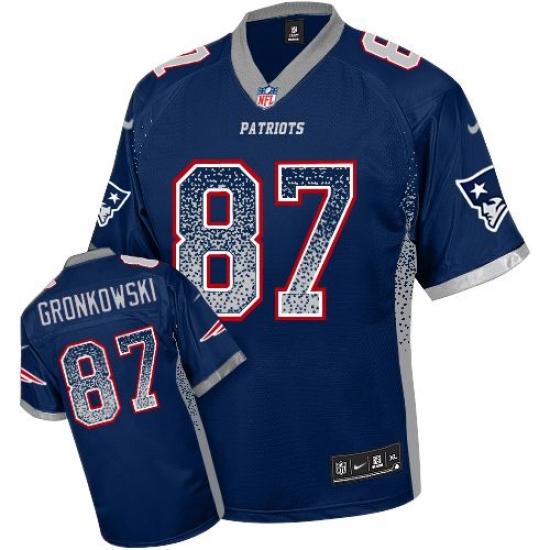 Men's Nike New England Patriots 87 Rob Gronkowski Elite Navy Blue Drift Fashion NFL Jersey