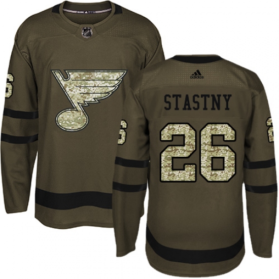 Youth Adidas St. Louis Blues 26 Paul Stastny Premier Green Salute to Service NHL Jersey